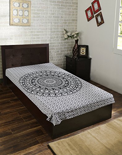 RAJRANG Boho Small Mandala Tapestry 60x50 Inches Black and White Aesthetic Elephant Tapestries Hippie Bohemian Cotton Wall Hanging Decor