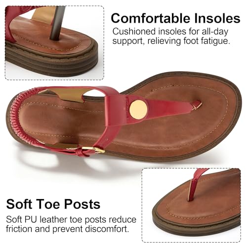 Image of Alicegana Dressy Womens Sandals Summer: Comfortable Strappy Flats Thong Sandals - Casual Walking T-Strap Slingbacks
