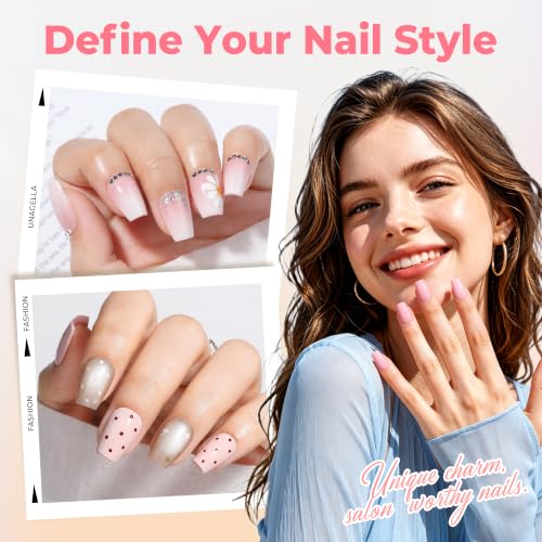Image of UNA GELLA Short Coffin Nail Tips 450PCS Fake Acrylic Gel Nail Tips