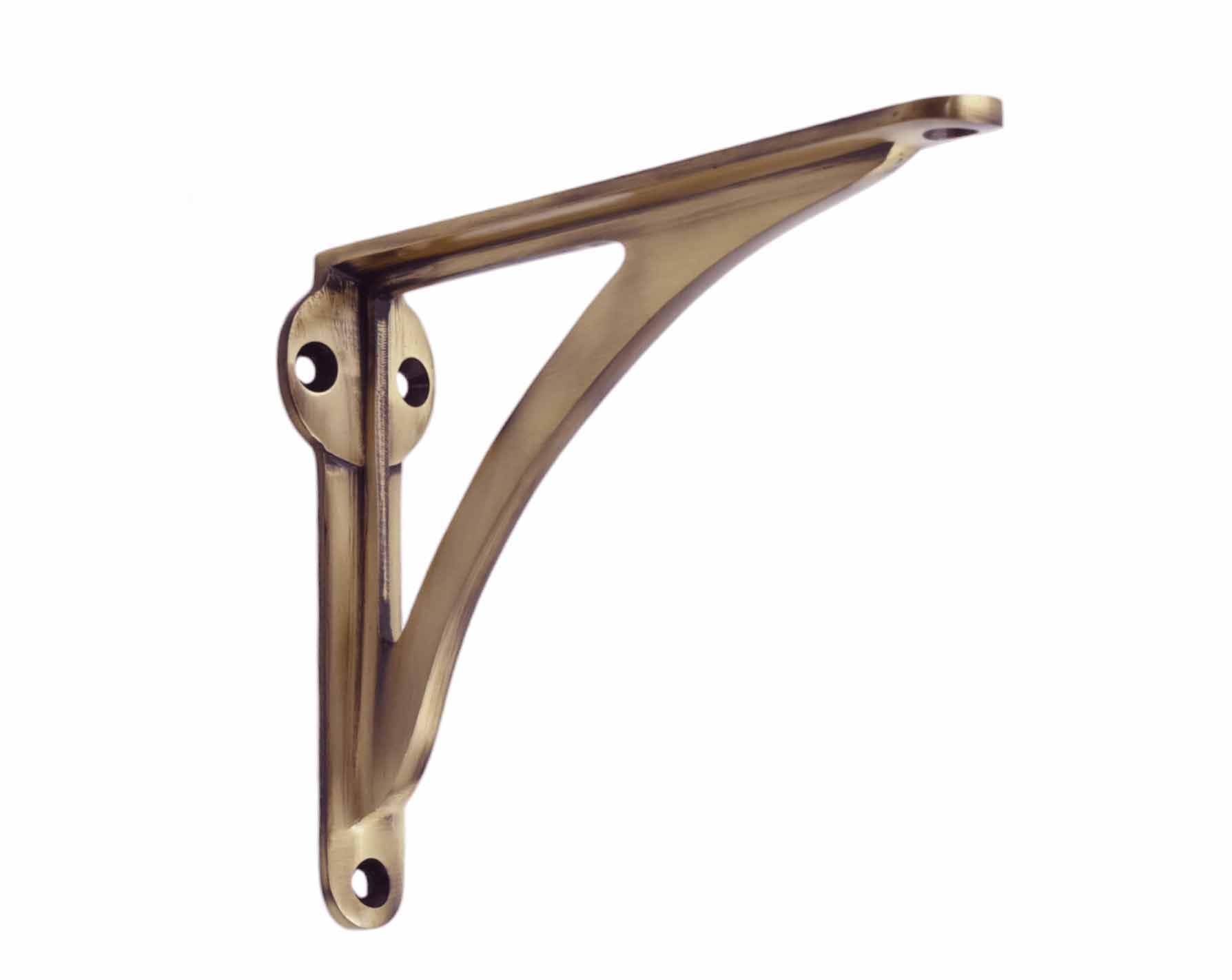STYLENT Decor Decorative Brass Shelf Bracket, Heavy Duty and Antique Shelf Bracket for Shelving Modern L Shaped Design (Pack of 1) (Brass Antique, 12 Inches)