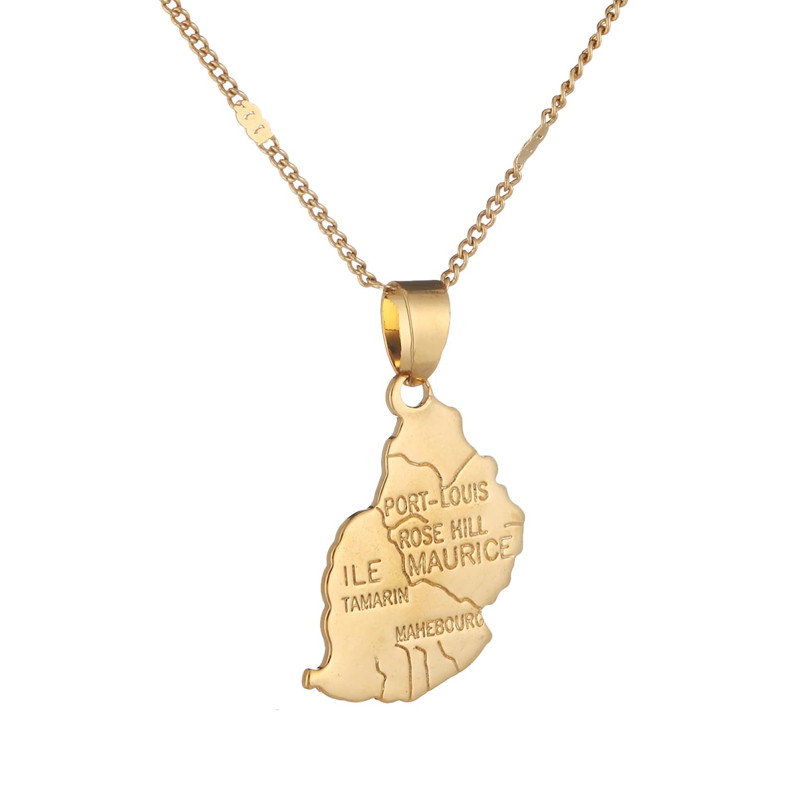 Collier Bijoux pendentifs Ile Maurice Carte Pendentif Collier Femmes