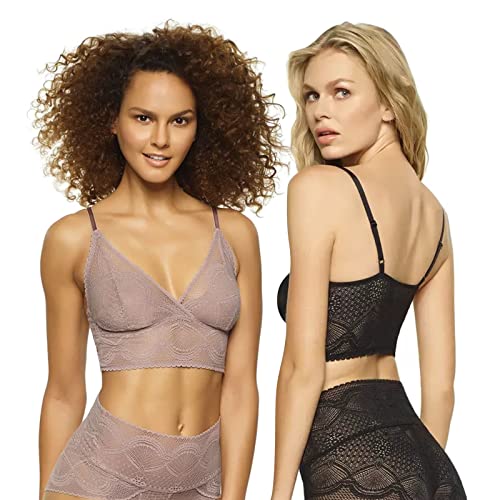 Felina Finesse Cami Bralette - Stretchy Lace Bralettes for Women (Living in Neutrals, 1X)- Lace Bralettes Women - Lace Cami