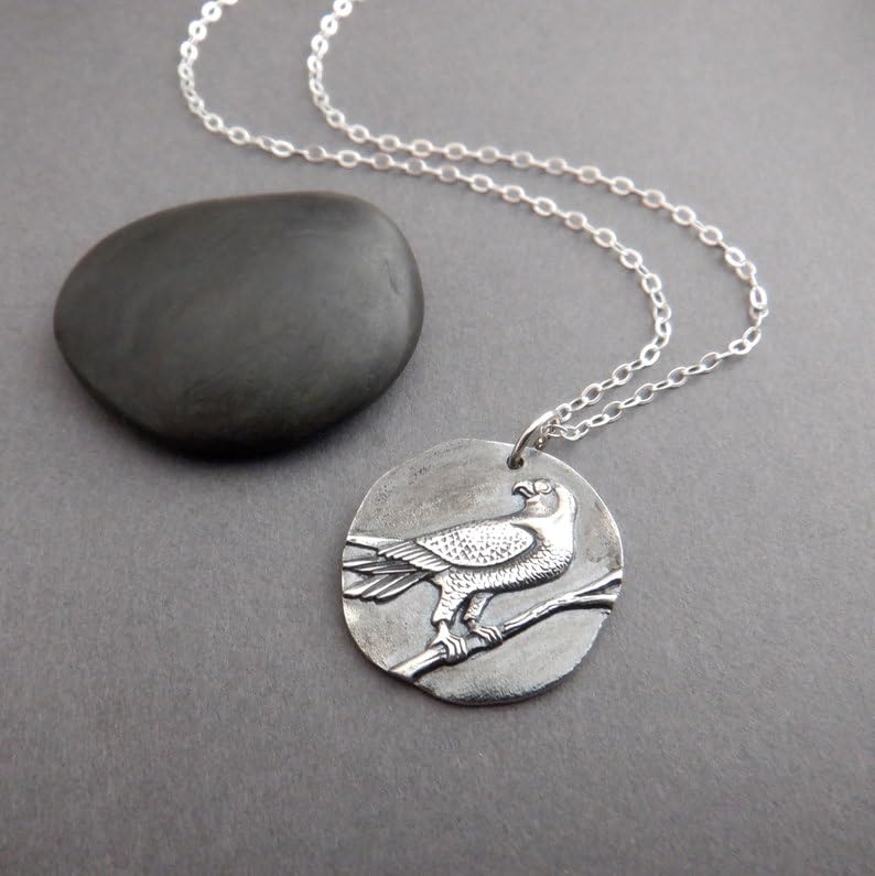 Collana in argento sterling 925 con falco. Piccolo uccello rapace, regalo di laurea, ciondolo rustico con spirito animale, simbolo di saggezza, visione e forza | con catena da 18 pollici | placcato