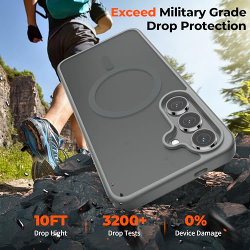 Image of SUPFINE Magnetic for Samsung Galaxy S24 Plus Case / S25 Plus Case with Screen Protector, (Built-in Magnets) (Military Grade Drop Protection) Slim Translucent Shockproof Phone Case,Titanium Gray
