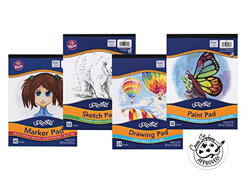 Blocs d'art blanc UCreate lot de papier dessin pour croquis et loisirs créatifs