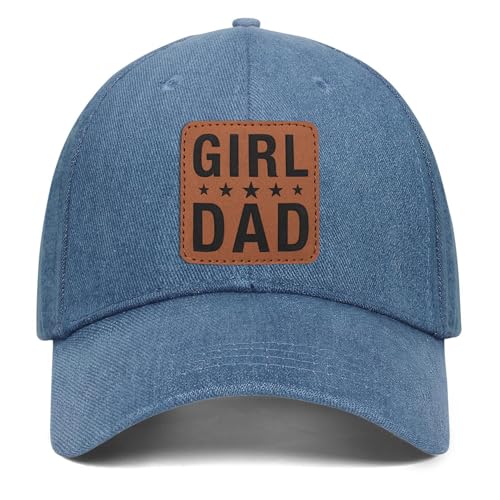 Image of Girl Father Daddy Dad Leather Patch Hat Birthday for Dad Papa from Daughter Son Adjustable Trucker Hat