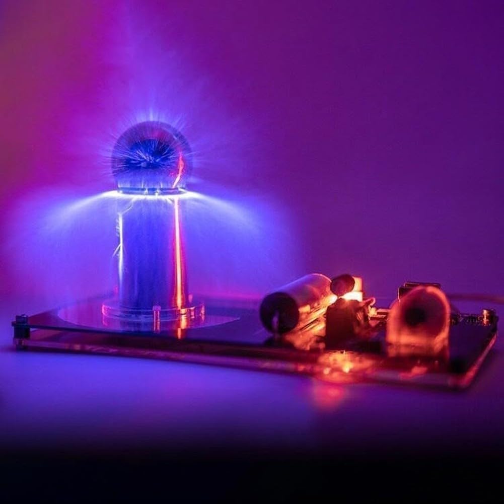 Zestaw Do Samodzielnego Montażu Cewki Tesli Do Eksperymentów Fizycznych: Kompaktowy Generator Plazmowy 12 V Z Lampą Wyładowczą, Żarówkami Neonowymi I Kulką Stalową Do Projektów Edukacyjnych Z