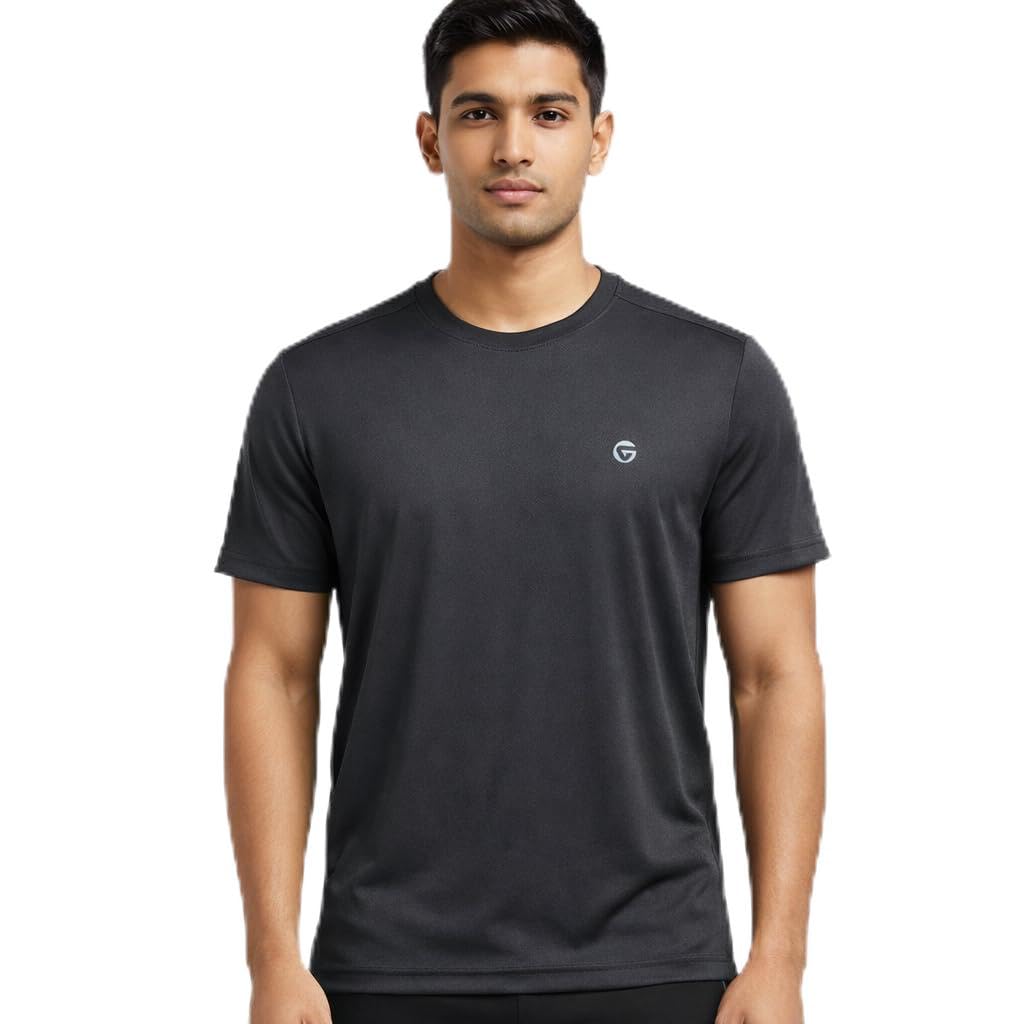 men’s striped sports t-shirt | polyester lycra blend | lightweight gym & workout t-shirt | regular fit round neck activewear for men & boys