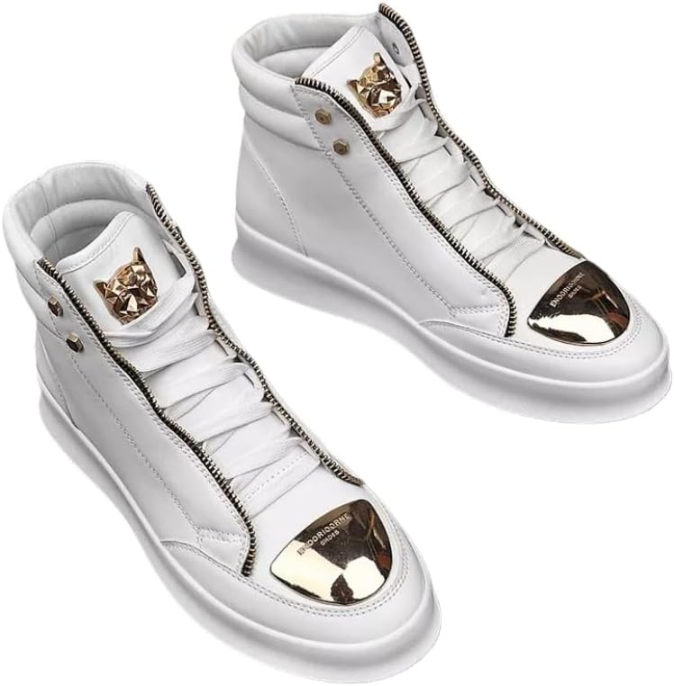 Men's high-top leather boots - fashionable sneakers - suitable for street, outdoor and daily use