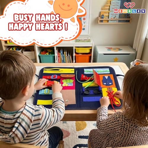 Image of Wembley Busy Binder Book for Toddlers 1-3 Years | Montessori Sensory Activity Toy & Educational Baby Book | Fine Motor Skills & Hand-Eye Coordination | Birthday Gift for Baby Boys & Girls Age 1 2 3