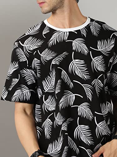 Image of RodZen Men's Cotton Round Neck Half Sleeve Oversized Printed T-Shirt