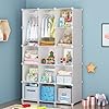Modular baby nursery closet organizer 15 cubes with hanging rods and shelvesportable kids wardrobe for closet bedroombaby storage shelf armoire clotheswhite  urban country home decor