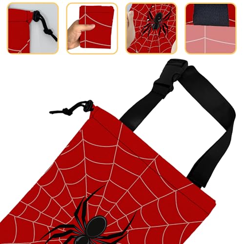 Image of Spider Web Car Garbage Bag, Small Car Trash Bag Hanging,Drawstring Car Garbage Bag with Adjustable Buckle for Car Back Seat,SUVs,Camping,Road Trips