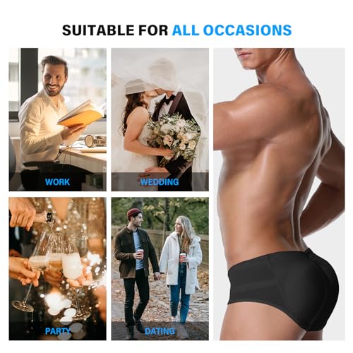 Genemen Mens Padded Underwear Butt Enhancer High Waisted Shapewear Butt Lifter Boxers With Detachable Pads thumb #4