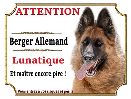 Plaque humour de danger Attention au Chien lunatique - panneau humour