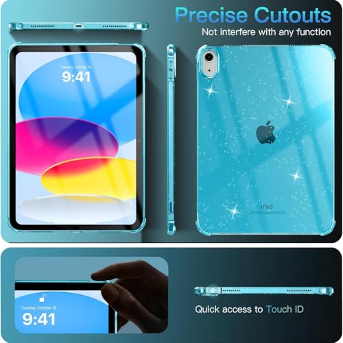 Image of MOCA Case for iPad 6th 5th Generation (iPad 9.7 inch, 2018 /2017), AIR 2 Impact Resistant, Slim, Lightweight Glitter Case (Blue, ipad 9.7 inch)