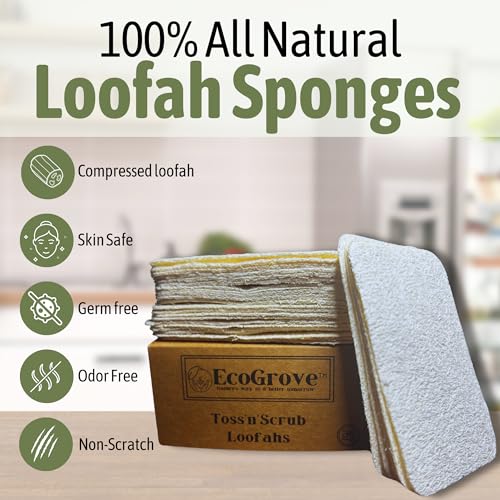 Ecogrove EG-201 Loofah Sponges 100% All Natural Bpa Free Loofahs For Dishes, Face, Soap Making, Shower, Exfoliating Eco-Friendly Biodegradable 30 Pack Compressed thumb #5