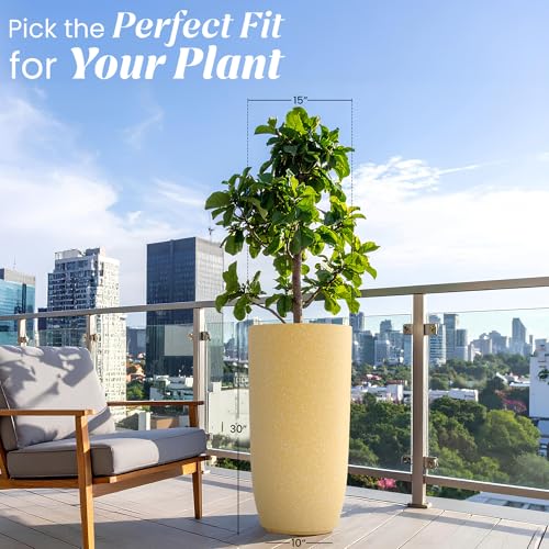 Image of YUCCABE ITALIA FOXB TPC 30 INCH Pots for Plants Highly Durable Polymers Lightweight Indoor Outdoor Plant Pots, Flower Pot Gamla Tree Planter Container Planters for Living Room, Balcony, Garden