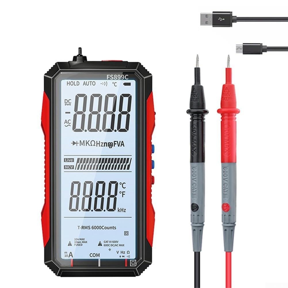 Jnchdghwa As Shown Auto Ranging Digital Multimeter 6000 Counts Rechargeable Voltmeter Amp Tester Fully Automatic Dc/Ac Current Measurement