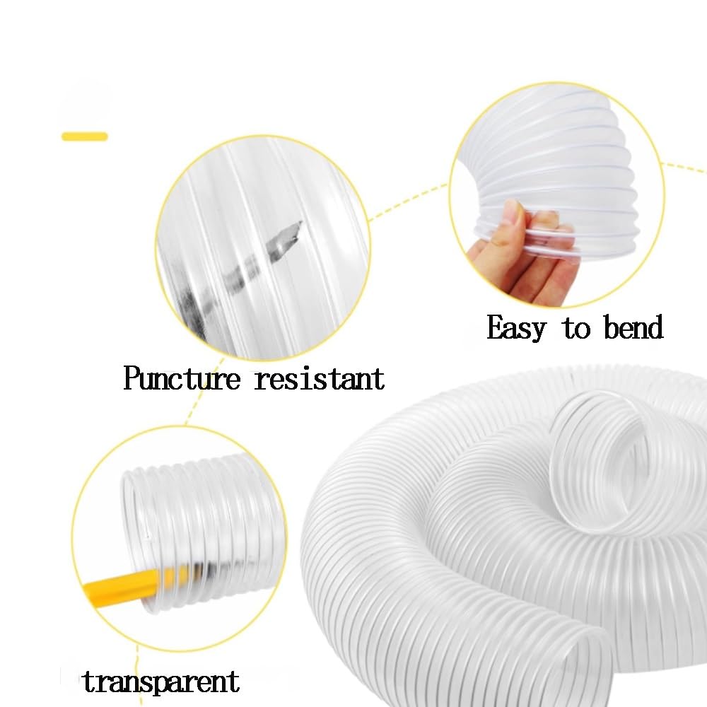 Tubo flessibile in PVC trasparente per raccolta della polvere, 5,1 cm, 25,4 cm, per aspirapolvere e filtrazione dell'aria, lunghezza 3 m, ideale per la lavorazione del legno e l'uso in officina