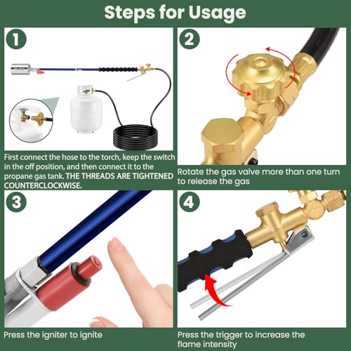 Image of ARTFLAMM Propane Torch Weed Burner Kit with Storage Bag, Torch Gun for Outside with 10 FT Hose, Self Igniter Weed Flame Torch for Fire Pit, Roofing, Melting Snow and Ice