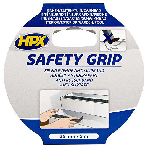 HPX SB2505 Nastro Antiscivolo Nero – 25mm X 5m – Resistente A Olio E Acqua Per Uso Interno Ed Esterno