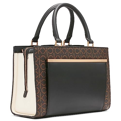 Image of Calvin Klein Womens Astrid Triple Compartment Organizational Satchel