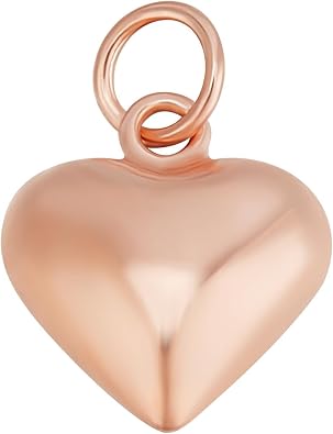 Beebeecraft Rose Gold Heart Charm for Jewelry Making 925 Sterling Silver 3D Puffy Small Heart Shaped Love Charm for Necklace Bracelet DIY Craft
