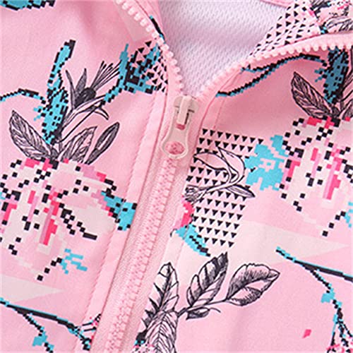 Kids Toddler Girls Boys Flower Prints Hooded Outwear Windproof Lightweight Coat Water Proof Jacket for 3~9T4