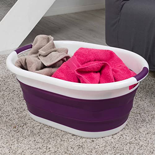 Beldray LA034816PUR Collapsible Laundry Basket - Foldable Clothes Basket, 37 L Washing Tub, Large Collapsible Laundry Bin with Carry Handles, Pop Up Laundry Hamper, Ideal for Camping/Festivals, Purple - Image 9