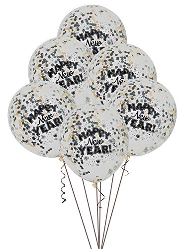 12” Happy New Year Confetti Balloons, 6ct