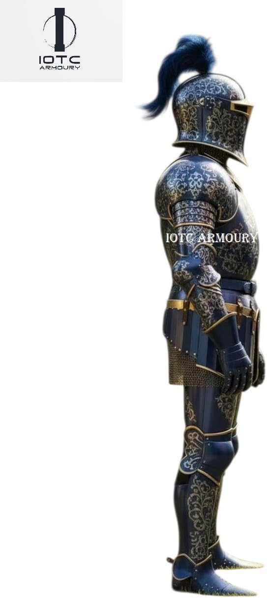 Medieval Armor Suit Of Armor Wearable Royal Crusader Knight Full Armor Set-Medieval Barbuta Full Suit Perfect For Reenactment, LARP, Cosplay, Halloween & Theator Act Costume-Display Purpose Armor Suit