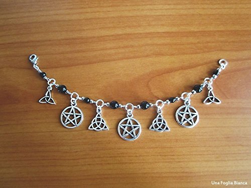 Bracciale con charm celtici pagani perle di onice