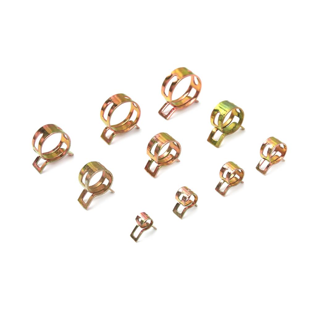 50 pezzi clip a molla in acciaio al carbonio per tubo del carburante, tubo flessibile dell'acqua, fascette per tubi, accessori per auto zincati, 6-22 mm