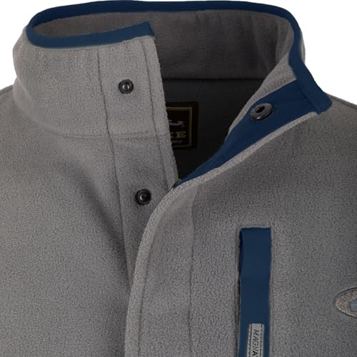 Image of Drake Waterfowl Men's Camp 2.0 Fleece Pullover | Hunting Anti-Pill Moisture Wicking 1 /4 Neck Snap Sweater with Chest Pocket