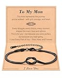 Tarsus Valentines Day Gifts for Men To My Man Bracelet Black Love Knot Bracelet Mens Jewelry Christmas Anniversary Birthday Presents Gifts for Him Boyfriend Men Husband