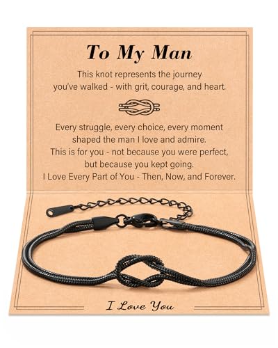Tarsus To My Men/Husband/Son Bracelet, Black Love Knot Bracelet Jewelry Christmas Birthday Anniversary Valentine Gift Ideas