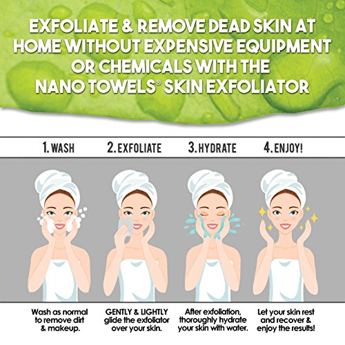 Nano Towels Skin Exfoliating Cleanser | Personal Microdermabrasion Face Wash, Pore Toner & Body Scrub Cloth | Chemical Free Dead Skin And Blackhead Remover. Korean Skin Care Secret | 2 Exfoliators #TOP4
