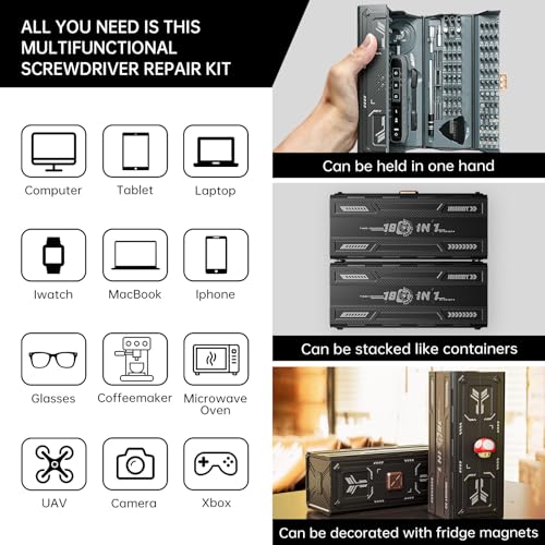 Small Electric Screwdriver Set, JAKEMY Smart 3 Torque Cordless Screwdriver Kit, Compact Power Screwdrivers with 160 Precision Bits for Computer, Laptop, iPhone, PS5, Xbox, Watch, Jewelry, Eyeglasses thumbnail 2