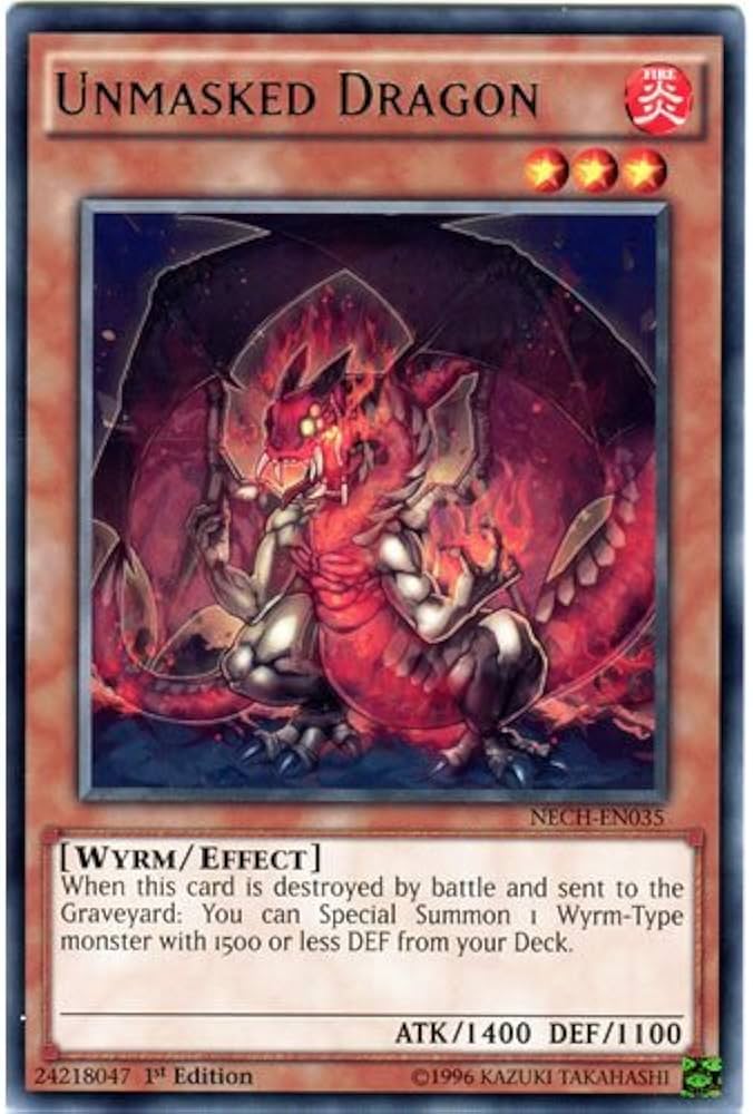 Amazon.com: YuGiOh : NECH-EN035 1st Ed Unmasked Dragon Rare Card - ( The  New Challengers Yu-Gi-Oh! Single Card ) by Deckboosters : Toys & Games