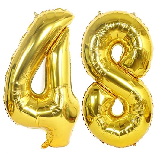 2 globos de 100 cm con el número 48, para cumpleaños, XXL, 100 cm, color dorado