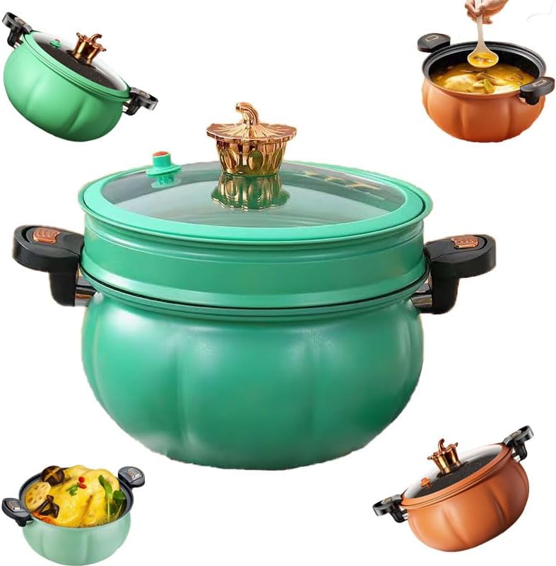 Miniatura 1 de Olla a presión en miniatura integrada para hervir a vapor, olla de cerámica de calabaza, olla de micro presión antiadherente multifuncional (azul 02)