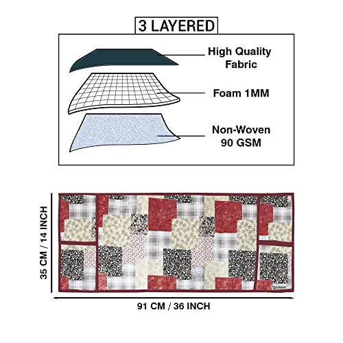 Image of PVC Waterproof 3-Layered Microwave Oven Top Cover With 4 Utility Pockets Suitable for Upto 30 Liter (Color- Multi, Size-36x14 Inches)