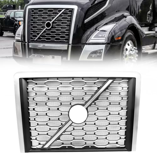 Chrome Front Grille with Bug Screen & Emblem for 2018-2025 Volvo VNL