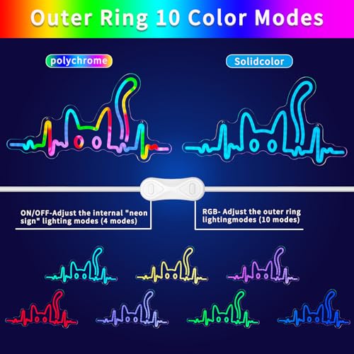 Image of RGB Cat Neon Sign, Kitty LED Neon Light with 10 Colors, Scrolling Color Changing & 4 Flashing Modes, USB Powered Neon Wall Decor for Bedroom, Gamer Room, Girls, Teens, Cat Lover Gifts(17.72 x 9.45 inch)