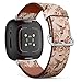 CJBROES Replacement Leather Watch Band, Compatible with Fitbit Versa 3 and Fitbit Sense of Wristband Bracelet Accessory - Fashion Watercolor