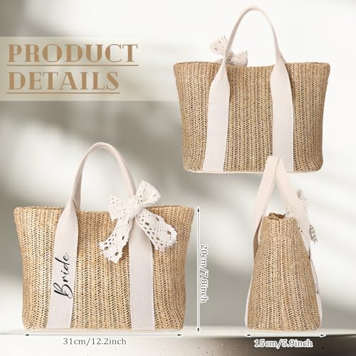 Bolso Tote para Novia de Paja Tejida a Mano miniatura 4