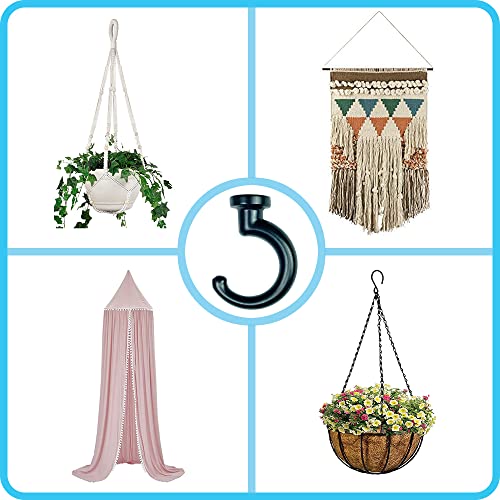 diplambr Classic Swag Hook Heavy Duty Ceiling Hook with Hardware for Ceiling Installation Cavity Wall Fixing Hanging Plants Chandeliers Wind Chimes etc. Indoor&Outdoor (2, Black) - Image 5