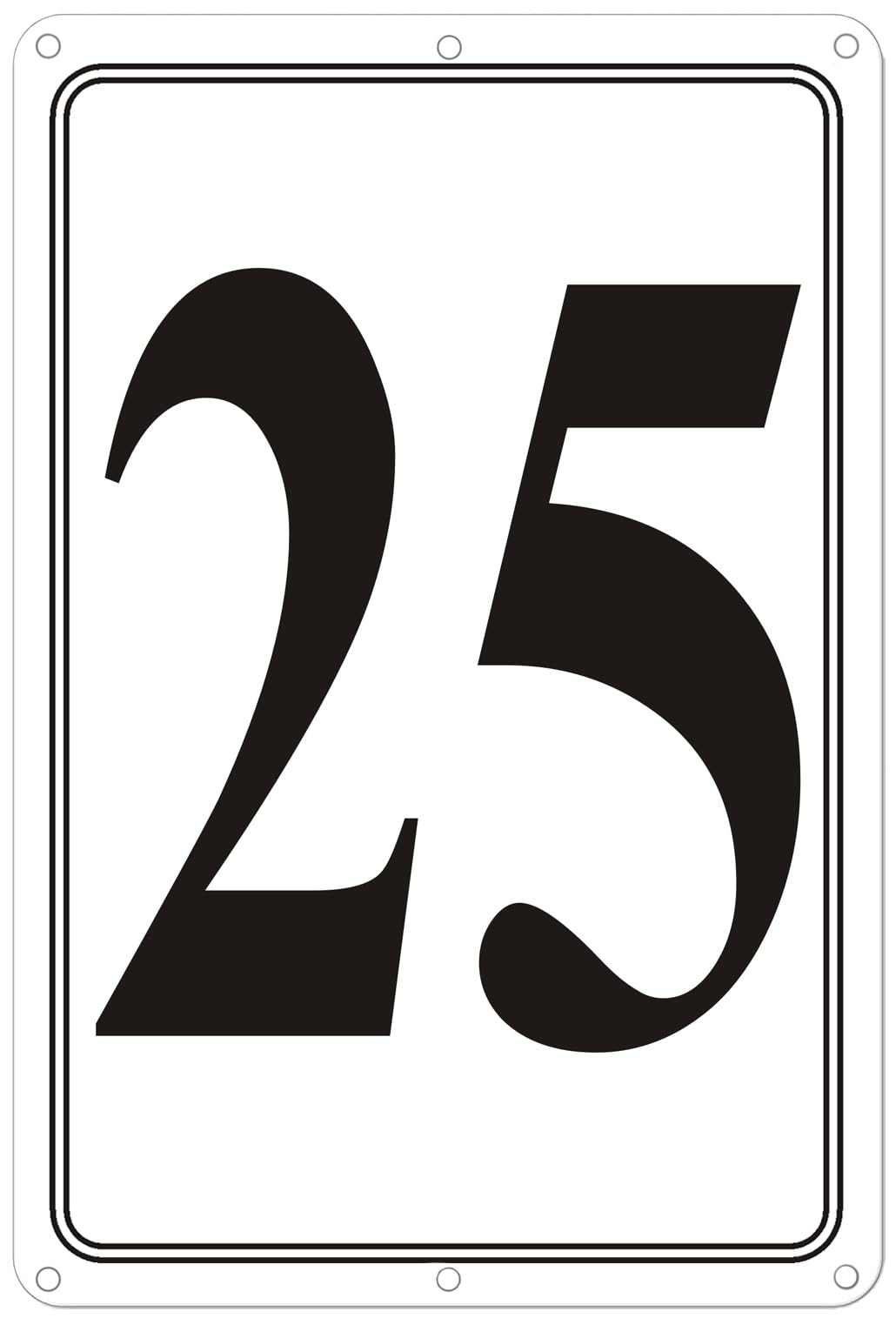 Premium Aluminum Number Signs 25, Metal 12" X 8" Numbered Signs Outdoor for Parking Lots, Floor, Dock, Court, Aisle, Field, High Visibility, No Fade, Weather-resistant