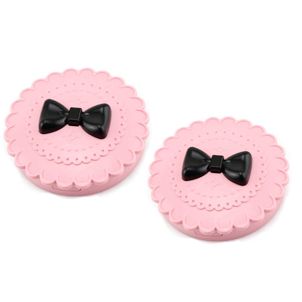Photo 1 of 2 PCS Cosmetic Case with Mirror Eyelash Case Makeup Storage Box Travel Cosmetic Bag Pink Place Eyelashes